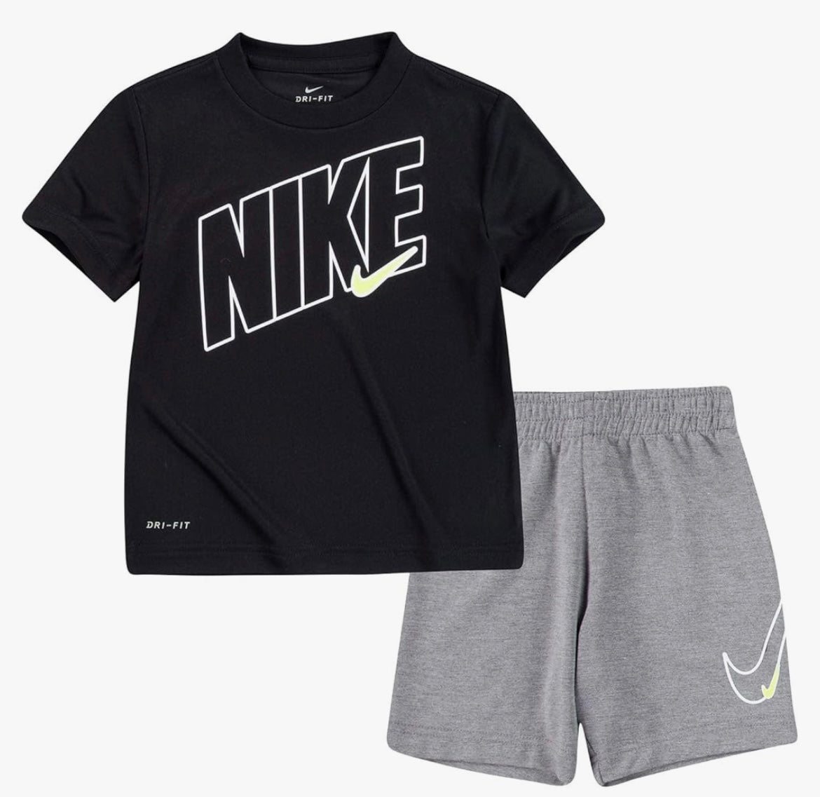 Nike Baby Boy's Dri-FIT Graphic T-Shirt and Shorts Two-Piece Set (Toddler) Smoke Grey Heather 2 Toddler