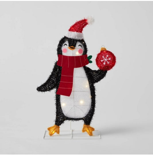 25” LED Dewdrop Tinsel Penguin Christmas Novelty Sculpture Light Wondershop