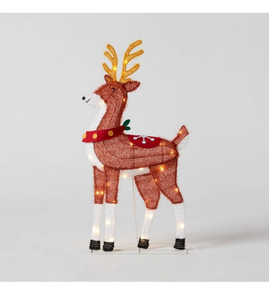 33” LED Dewdrop Tinsel Reindeer Christmas Novelty Sculpture Light